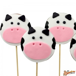 Cow cookie pops for farmyard parties