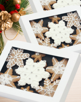 White snowflake cookie gift box