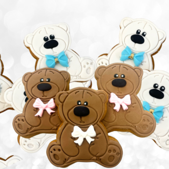 Teddy Bear Cookies with bows